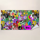 Serviette De Plage Monstres caractères mignons Motif d'Halloween (Devant)