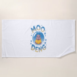 Serviette De Plage Moo Deng Baby Hippo en Raincoat mignonne Cartoo an