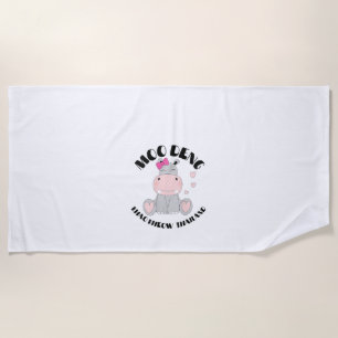 Serviette De Plage Moo Deng Pygmy en Thaïlande - Le mignon bébé Hippo