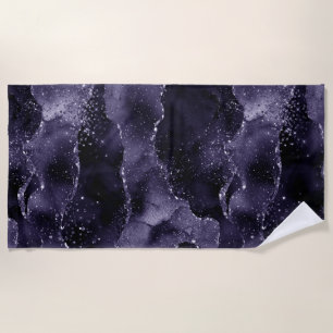 Serviette De Plage Moody Agate   Midnight Indigo Deep Purple Glam