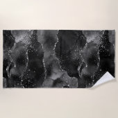Serviette De Plage Moody Agate | Onyx Black Silver Vampy Goth Parties (Devant)