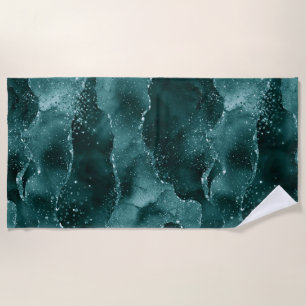 Serviette De Plage Moody Agate   Turquoise Vert Malachite Riche Joyau