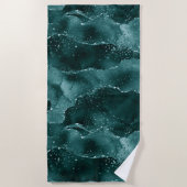 Serviette De Plage Moody Agate | Turquoise Vert Malachite Riche Joyau (Devant)
