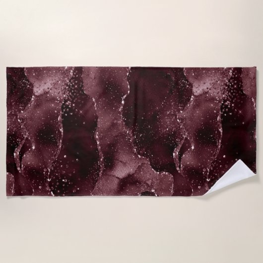 Serviette De Plage Moody Agate | Vin Bordeaux Sangria Merlot Maroon (Devant)