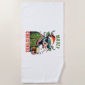 Serviette De Plage Mooey Noël Highland Cow Light Santa Hat T-Shi (Devant)