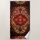 Serviette De Plage Moquette persane look rouge foncé et crème (Devant)