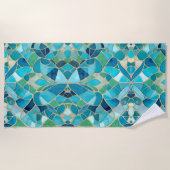 Serviette De Plage Mosaïque Abstraite turquoise (Devant)