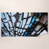 Serviette De Plage Mosaïque de miroir bleu (Devant)