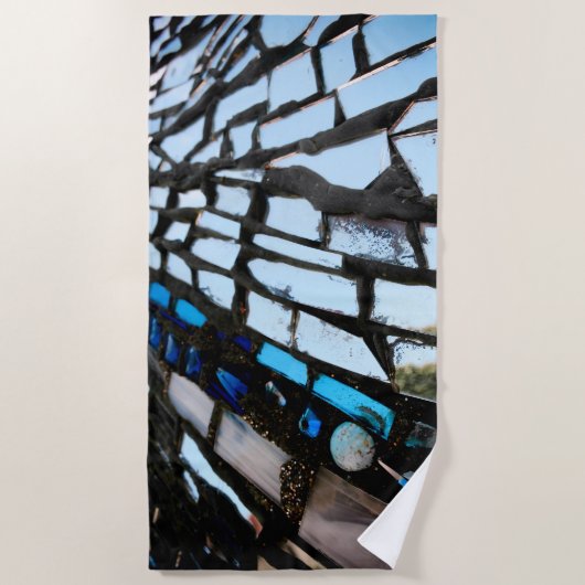 Serviette De Plage Mosaïque de miroir bleu (Devant)