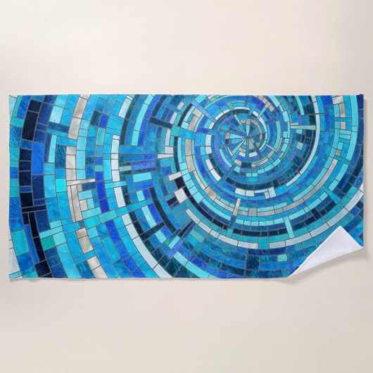 Serviette De Plage Mosaïque de spirale bleue (Devant)