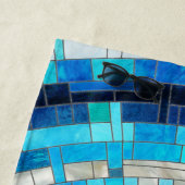 Serviette De Plage Mosaïque de spirale bleue (En situation)