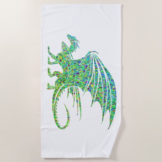 Serviette De Plage Mosaïque Extraordinaire de dragon vert (Devant)