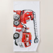 Serviette De Plage Moteur à incendie rouge, illustration de camion à  (Devant)