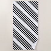 Serviette De Plage Motif à cinq bandes noir et blanc (Devant)