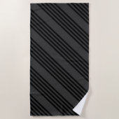 Serviette De Plage Motif à cinq bandes noir et charbon de bois (Devant)