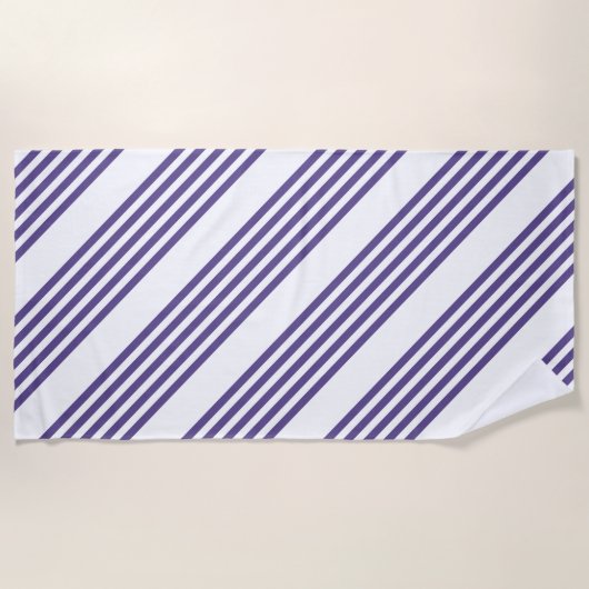 Serviette De Plage Motif à cinq bandes Ultra violet et blanc (Devant)
