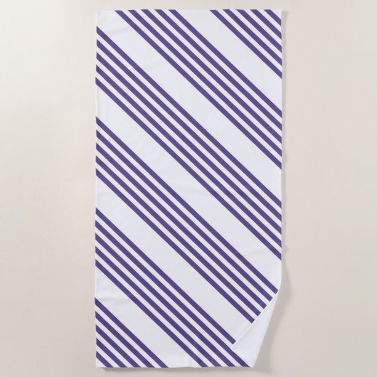 Serviette De Plage Motif à cinq bandes Ultra violet et blanc (Devant)