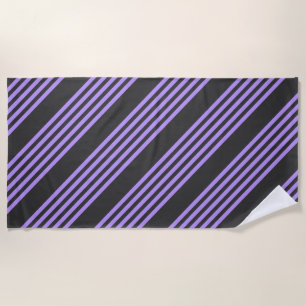 Serviette De Plage Motif à cinq bandes violet et charbon de bois