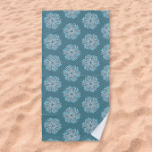 Serviette De Plage Motif à fleurs en bleu et blanc