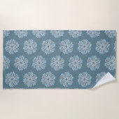 Serviette De Plage Motif à fleurs en bleu et blanc (Devant)
