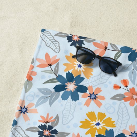 Serviette de plage Motif à fleurs inspirée Boho (En situation)