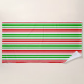 Serviette De Plage Motif à rayures blanches rouges et vertes (Devant)