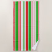 Serviette De Plage Motif à rayures blanches rouges et vertes (Devant)