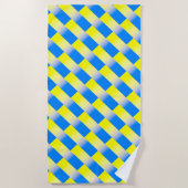 Serviette De Plage Motif à rayures bleu et jaune (Devant)