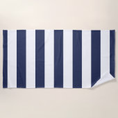 Serviette De Plage Motif à rayures bleu foncé (Devant)