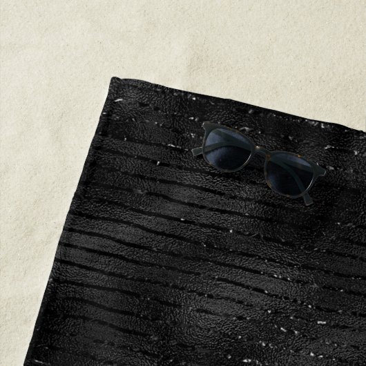 Serviette De Plage Motif à rayures noir et parties scintillant (En situation)