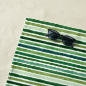 Serviette De Plage Motif à rayures peintes vertes (En situation)