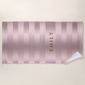 Serviette De Plage motif à rayures rose-or (Devant)
