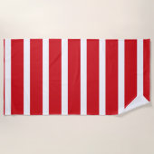 Serviette De Plage Motif à rayures rouges et blanches (Devant)
