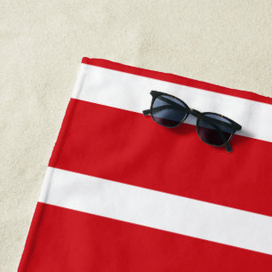 Serviette De Plage Motif à rayures rouges et blanches