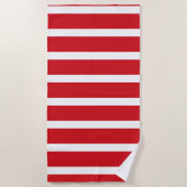 Serviette De Plage Motif à rayures rouges et blanches (Devant)