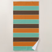 Serviette De Plage Motif à rayures vert, noir et orange (Devant)