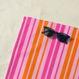 Serviette De Plage Motif à rayures verticales rose et orange
