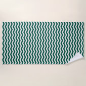 Serviette De Plage Motif à rayures zig zag Chevron vert sarcelle (Devant)