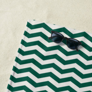 Serviette De Plage Motif à rayures zig zag Chevron vert sarcelle