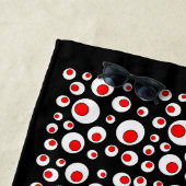 Serviette De Plage Motif Abstrait Black Red White Bold Cercles (En situation)