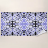 Serviette De Plage Motif Abstrait Bouclé Blanc Noir Violet (Devant)