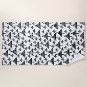 Serviette De Plage Motif Abstrait de l'arbre de Noël noir blanc (Devant)