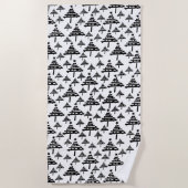 Serviette De Plage Motif Abstrait de l'arbre de Noël noir blanc (Devant)