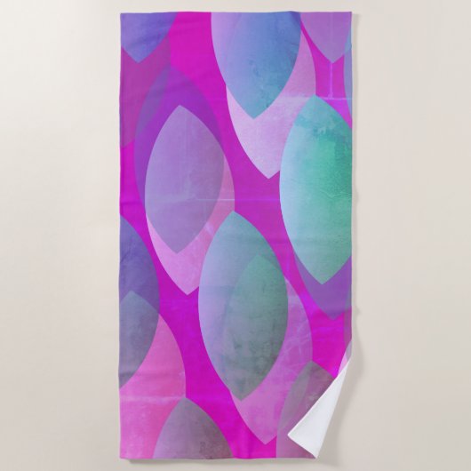 Serviette De Plage Motif Abstrait moderne | Magenta Purple Rose Turqu (Devant)