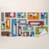 Serviette De Plage Motif Abstrait moderne rétro du milieu du siècle (Devant)