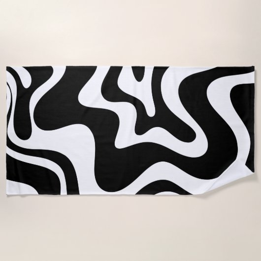 Serviette De Plage Motif Abstrait noir et blanc rétro (Devant)