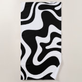 Serviette De Plage Motif Abstrait noir et blanc rétro (Devant)