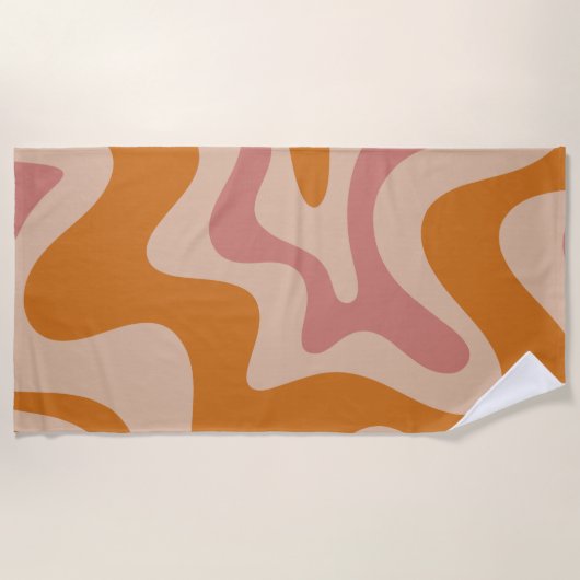 Serviette De Plage Motif Abstrait Orange Rose rétro (Devant)