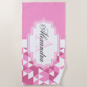 Serviette De Plage Motif Abstrait rose (Devant)