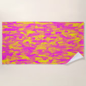 Serviette De Plage Motif Abstrait rose jaune orange (Devant)